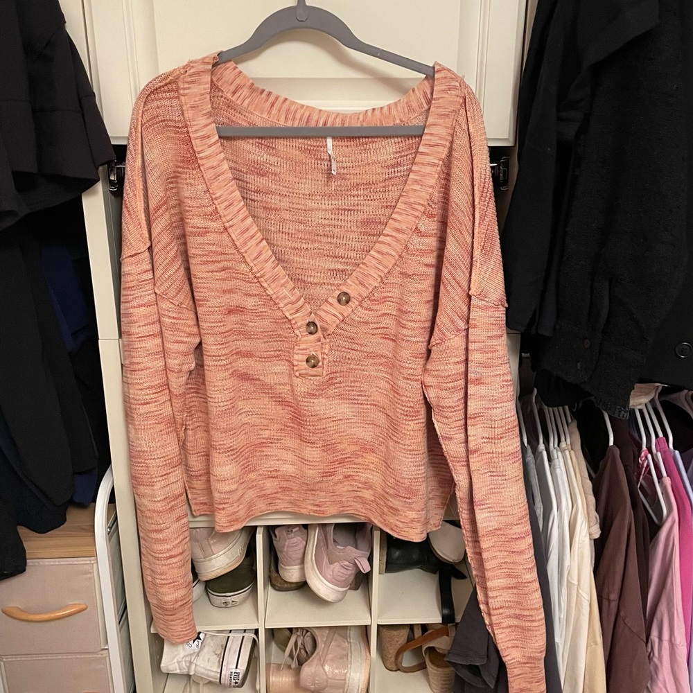 Free People Pink and Orange Sweater